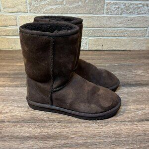 UGG Classic Short #5825 Brown Genuine Suede & Wool Shearling Boots Size W5